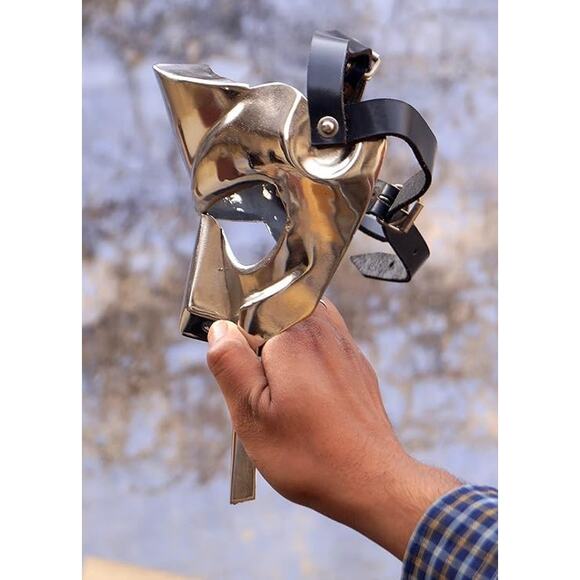 MF Doom Gladiator Mask Adult Steel Silver Cosplay Collectible Face Armor Gift - Picture 3 of 6